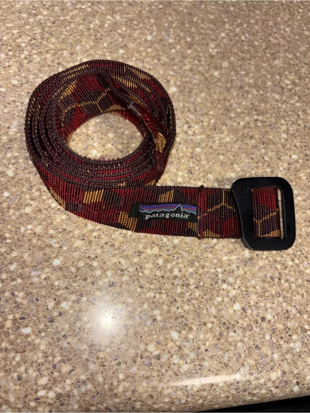 Patagonia Kids Belt in Red and Brown Geometric Pattern 43” long